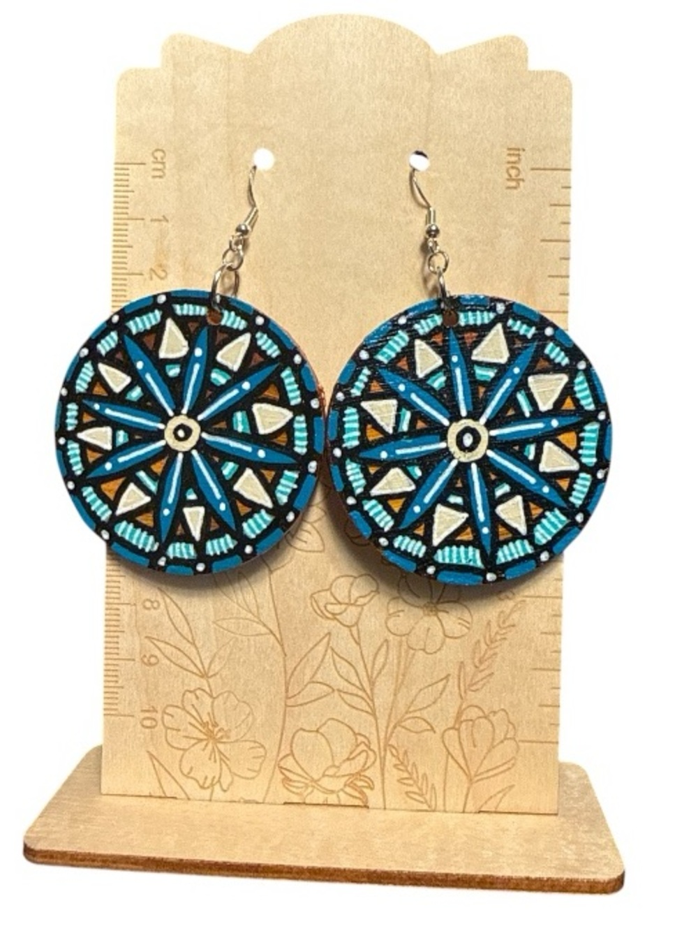 Blue Geometric Circle Drop Earrings - Women Jewelry